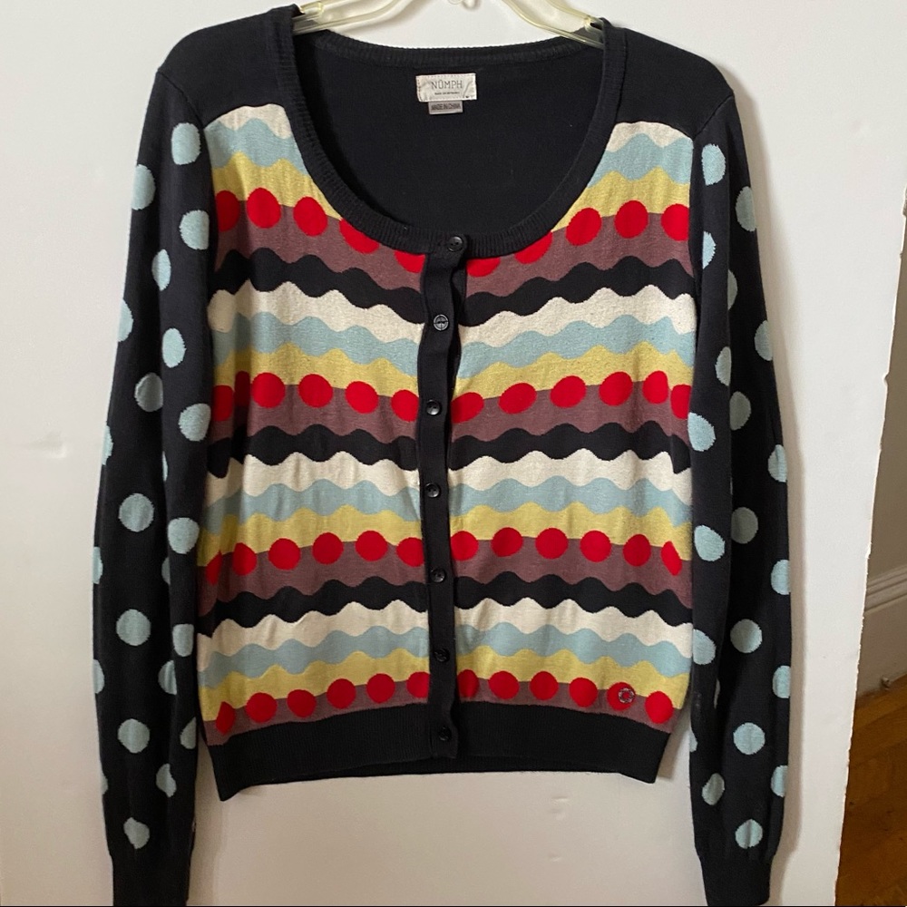Numph Navy polkadot Cardigan in Size Medium